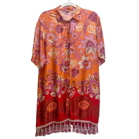 Alexis Emotion Floral Shirt Dress in Orange Blossom Size Small - Picture 4 of 9